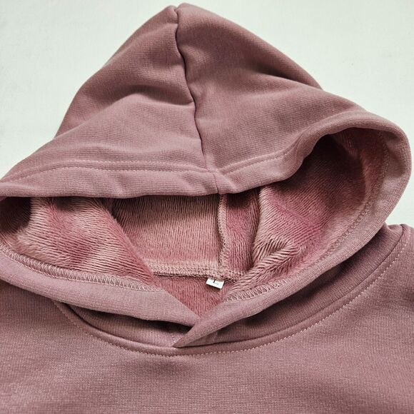 NEW Pink T-REX Dinosaur Silky Plush Pullover Hoodie Girls LARGE / Women SM - Picture 3 of 12